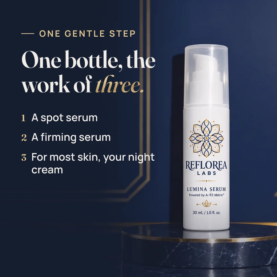 One bottle, the work of three: a spot serum, a firming serum and, for most skin, your night cream