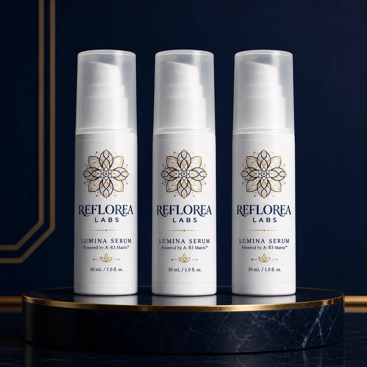 Three Lumina Serum bottles